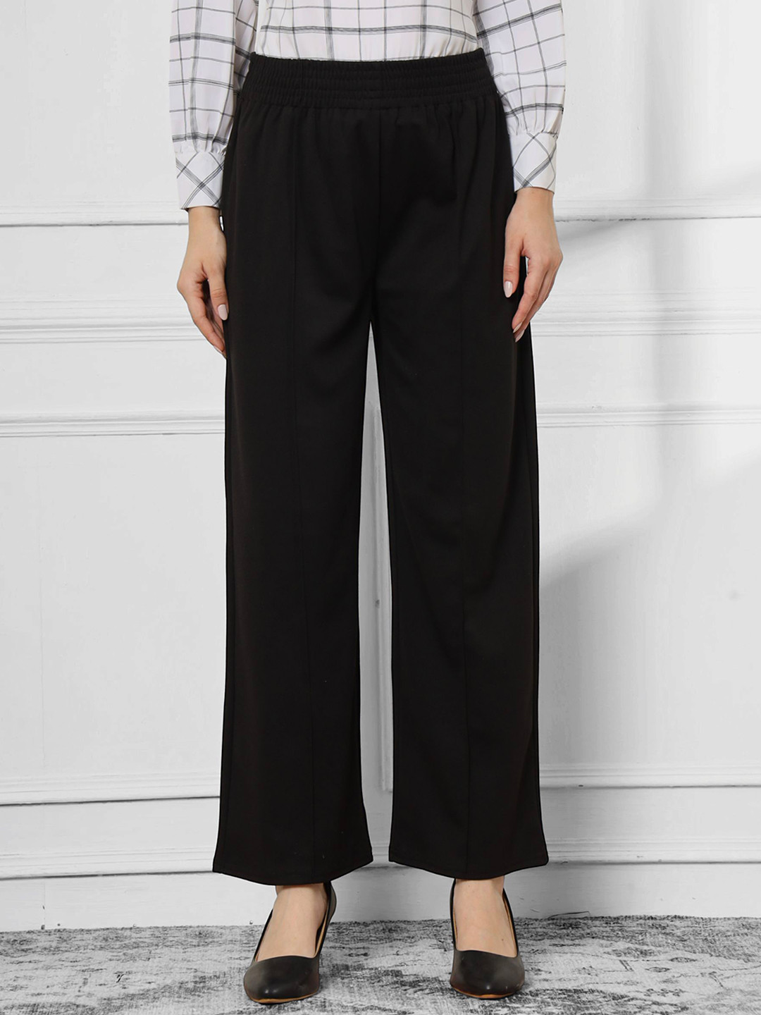 FITHUB Women High-Rise Cotton Trousers