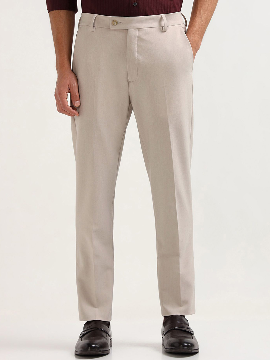 Arrow Men Bi-Stretch Slim Fit Mid-Rise Formal Trousers