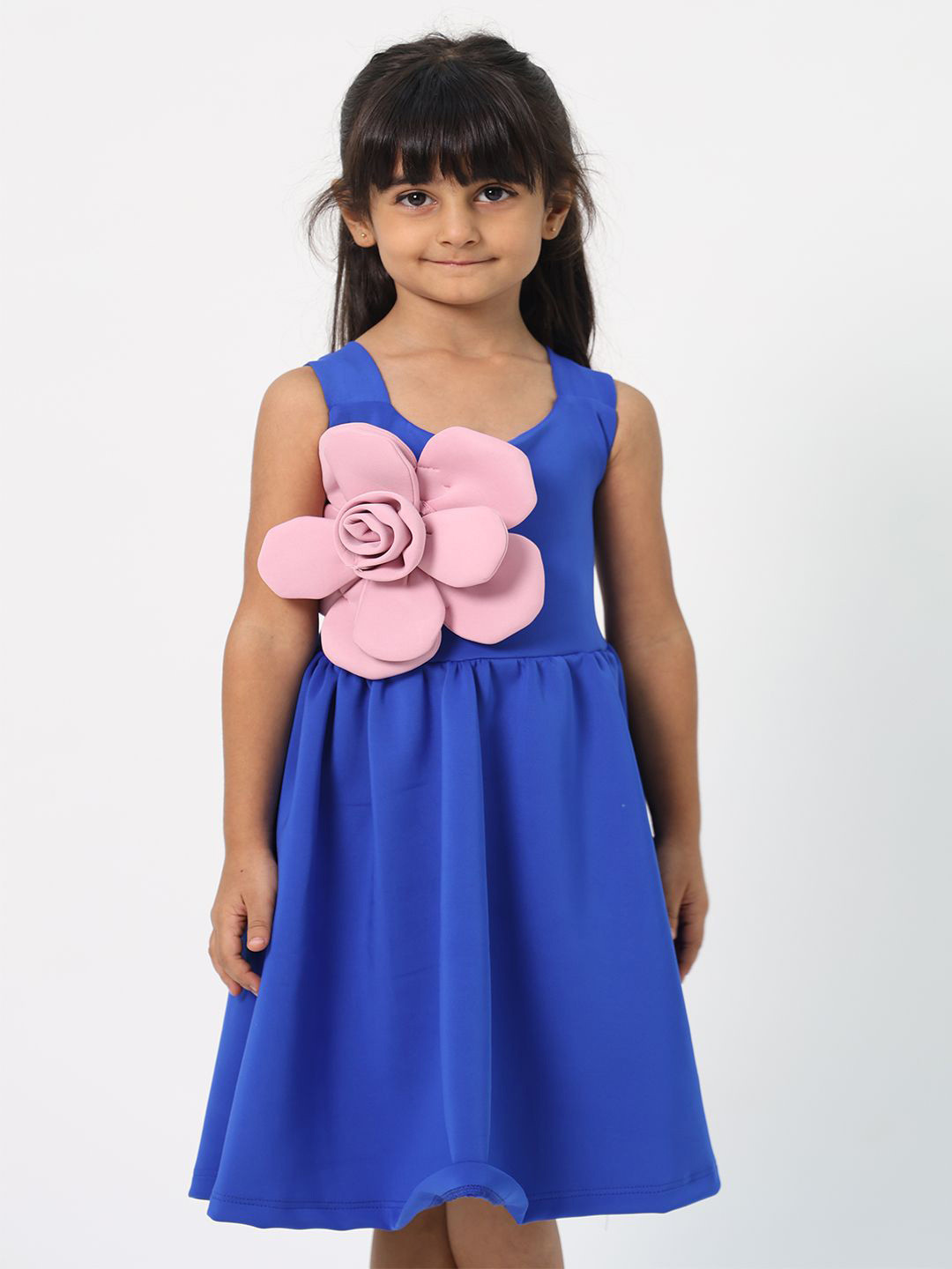 ZIP ZAP ZOOP Girls 3D Pink Flower Accent Sleeveless Fit & Flare Dress