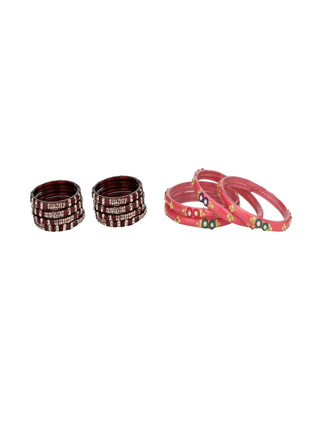 Somil Combo Glass Bangles For Women | Traditional Bangles Set | Daily, Festive & Party, Combo Of 2 Set, Maroon, Gajri