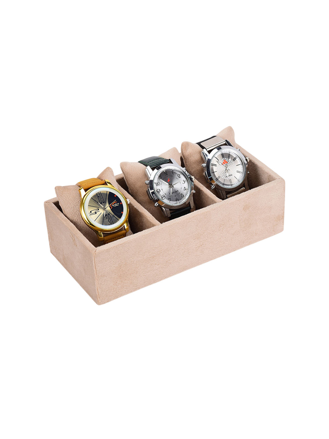 AZYEEA Cream-Coloured 3-Slot Watches Organiser