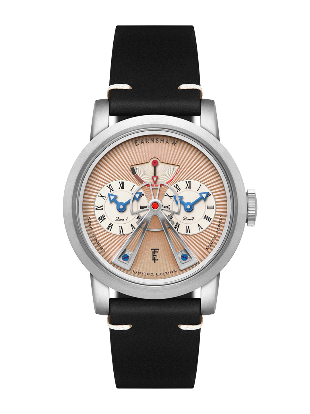 EARNSHAW Men Brass Dial & Leather Straps  Automatic Motion Powered Watch ES-8306-05