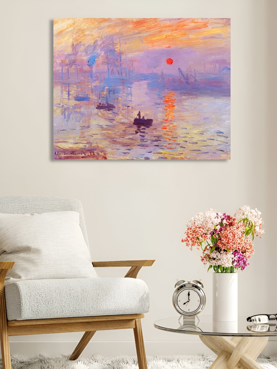 Myntra Elegant Homes Orange & Blue Coastal Sunrise Canvas Wall Art