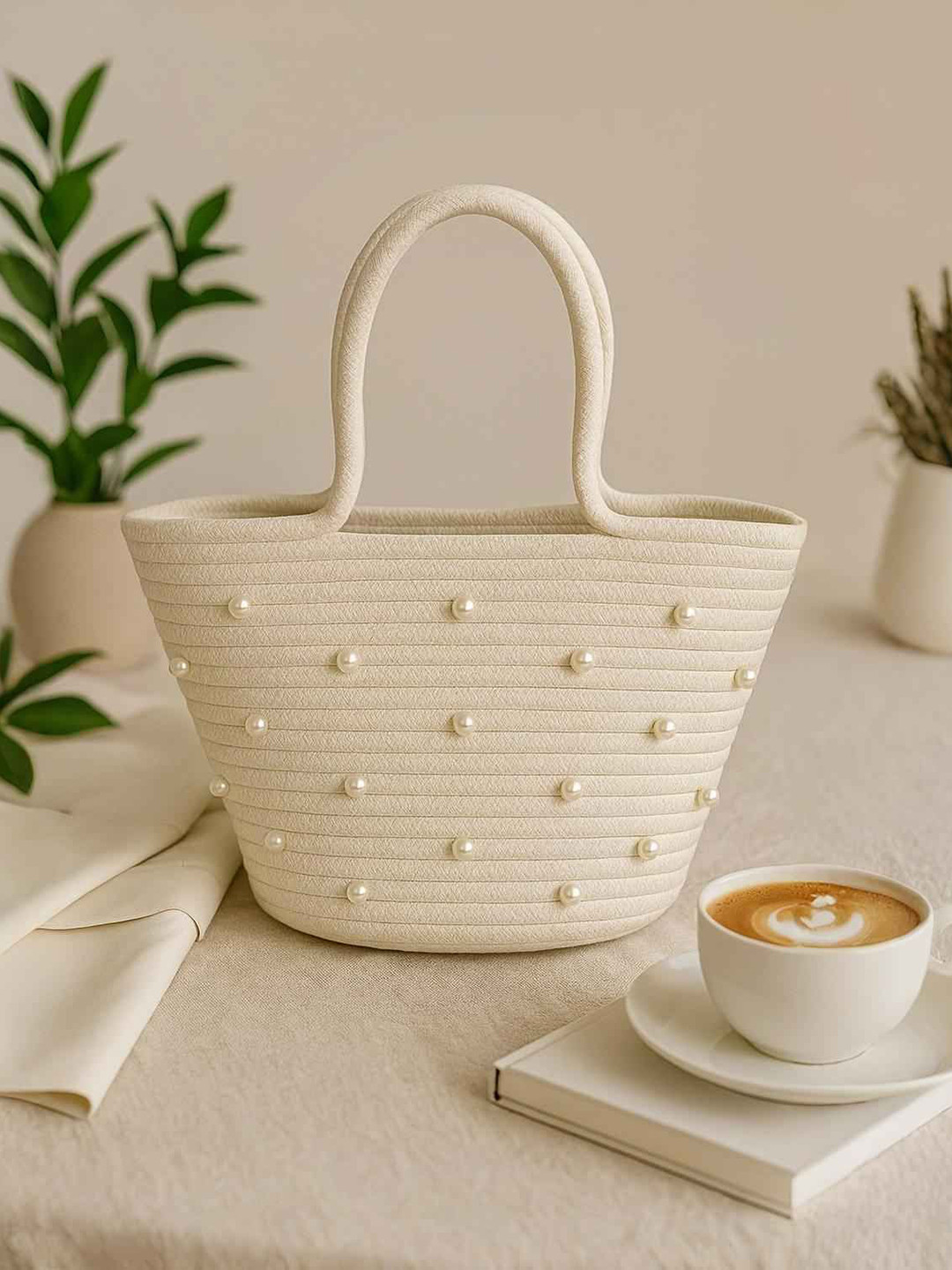 Textile and Beyond Cotton Structured Shoulder Bag