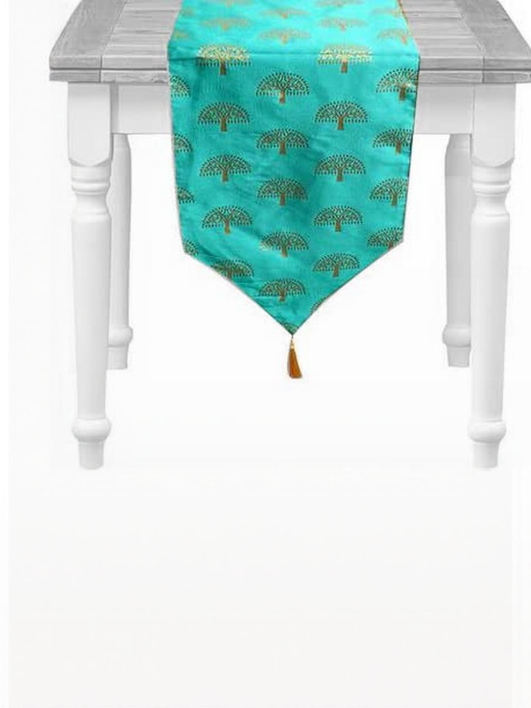 Pink Parrot Multi Color Ethnic Motifs Polyester Jacquard silk table runner