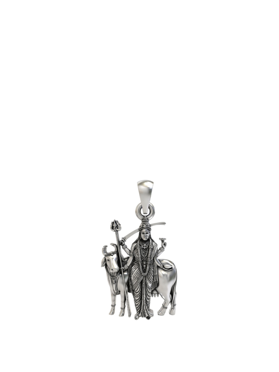 Exotic India Unisex 925 Sterling Silver Goddess Gatral Pendant