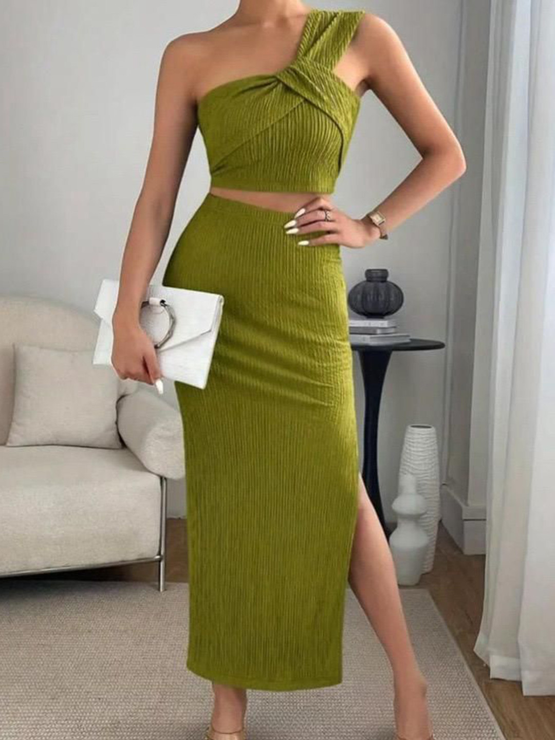 Miss Mosa By Akanksha  Green Senia Statement Coord Set