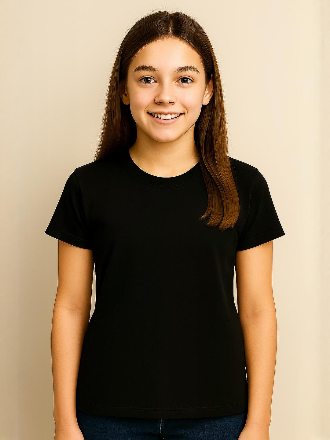 NOW OR NEVER Kids-Girls Black Tshirts