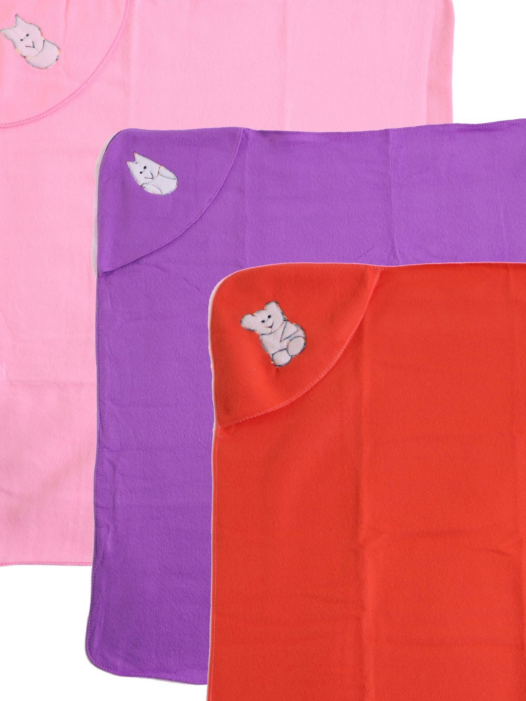 TRUDO Pink And Red 3 Piece Fleece Heavy Winter 400 GSM Blanket