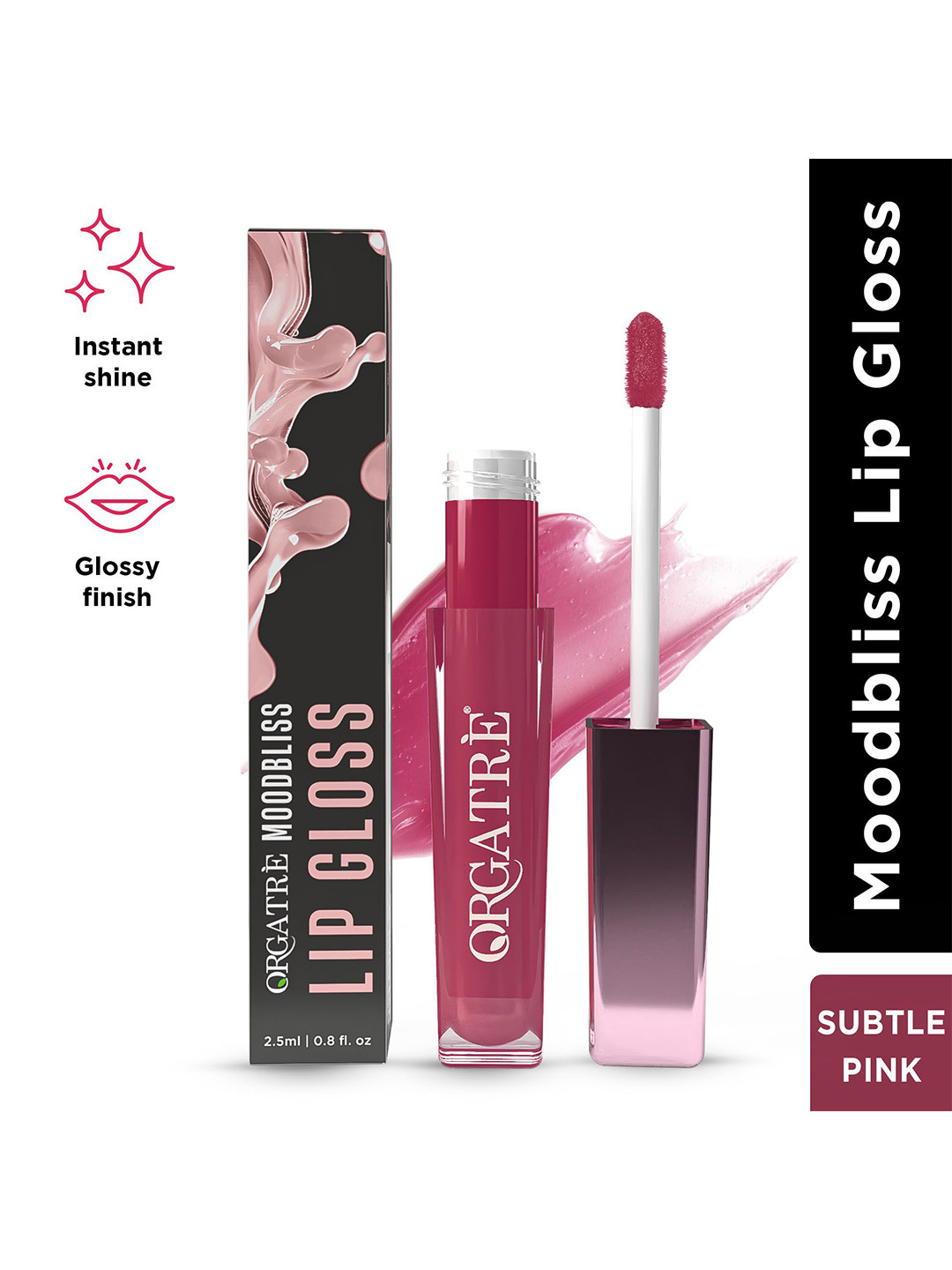 Orgatre Moodbliss Lip Gloss For Instant Shine & Glossy Finish- 2.5 ml- Subtle Pink