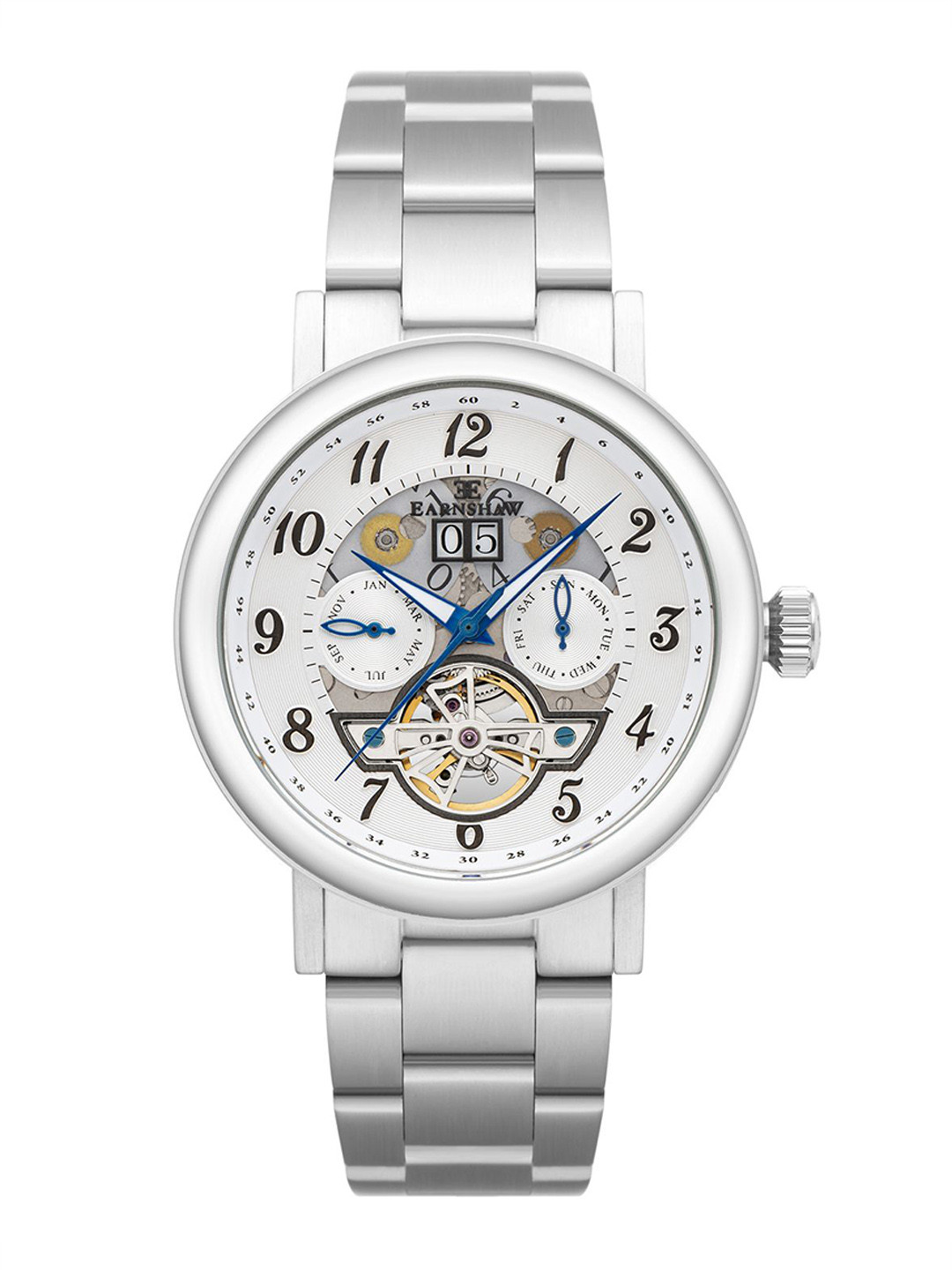 EARNSHAW Men Brass Patterned Dial & Stainless Steel Analogue Automatic Watch ES-8083-11