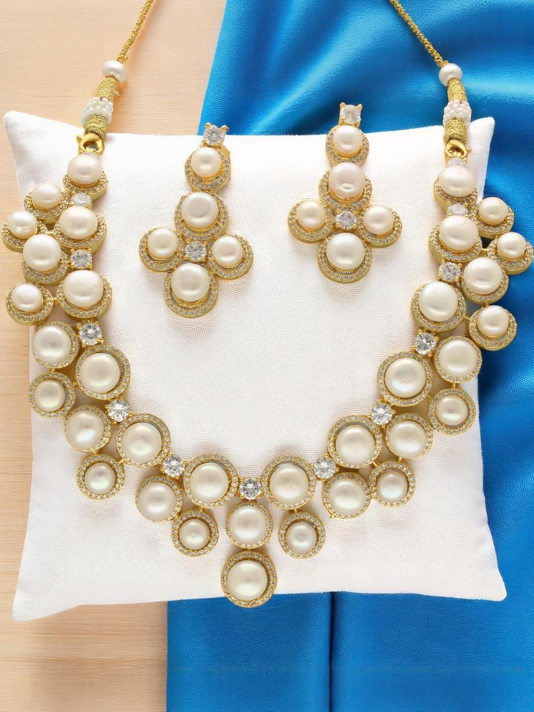 Sri Jagdamba Pearls Winged Grace Pearl Necklace Set