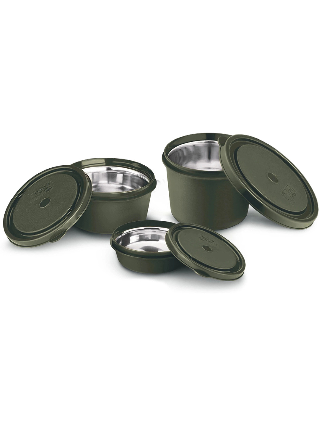 Classic Essentials Green & Steel Stainless Steel Lunch Box