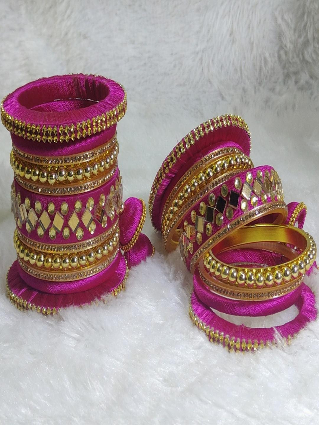 Nisha Jewellers Women Artificial Stones & Beads Detailed Thread Bangles