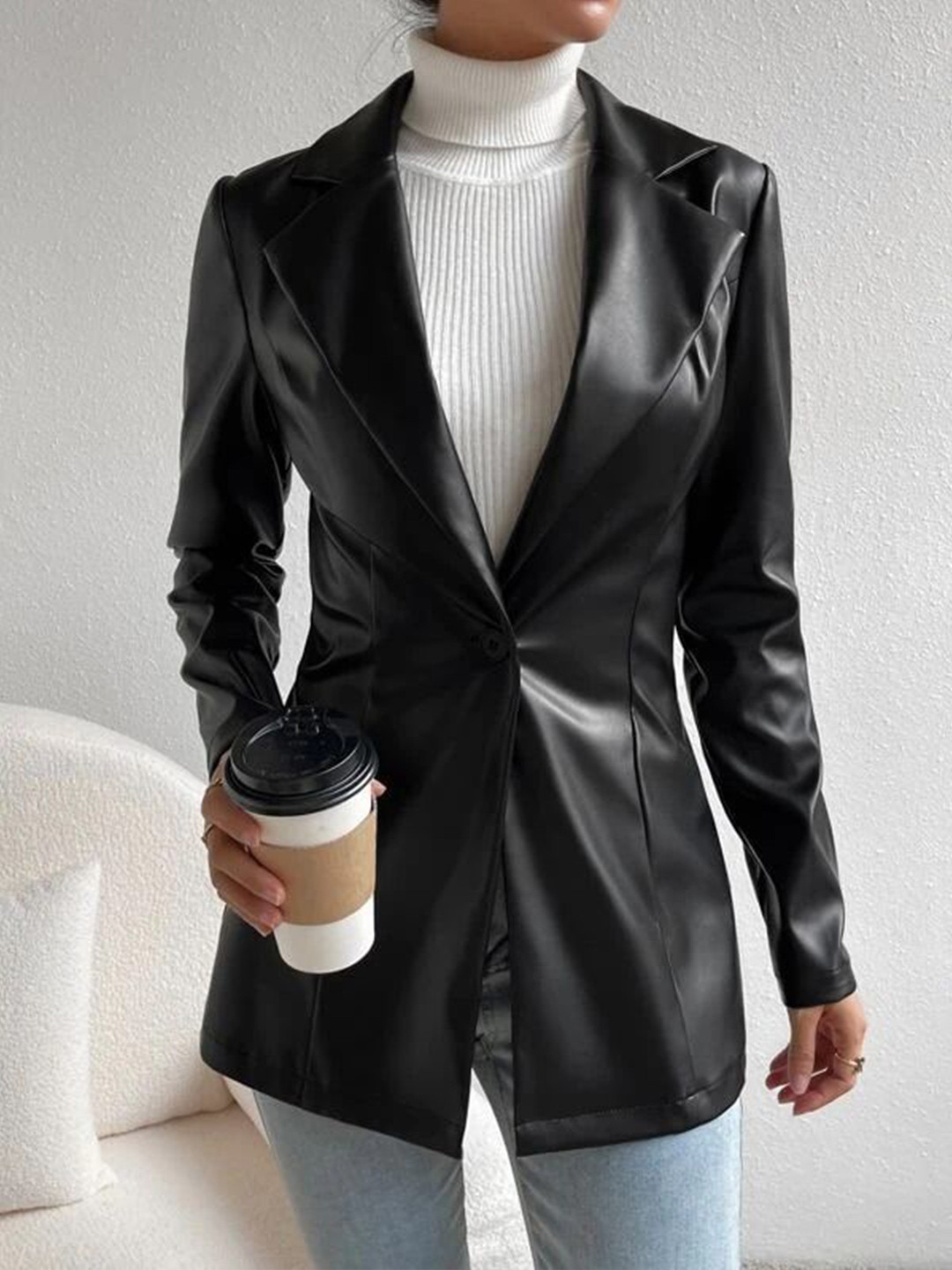 TANDUL Notched Lapel Collar Single-Breasted Overcoat
