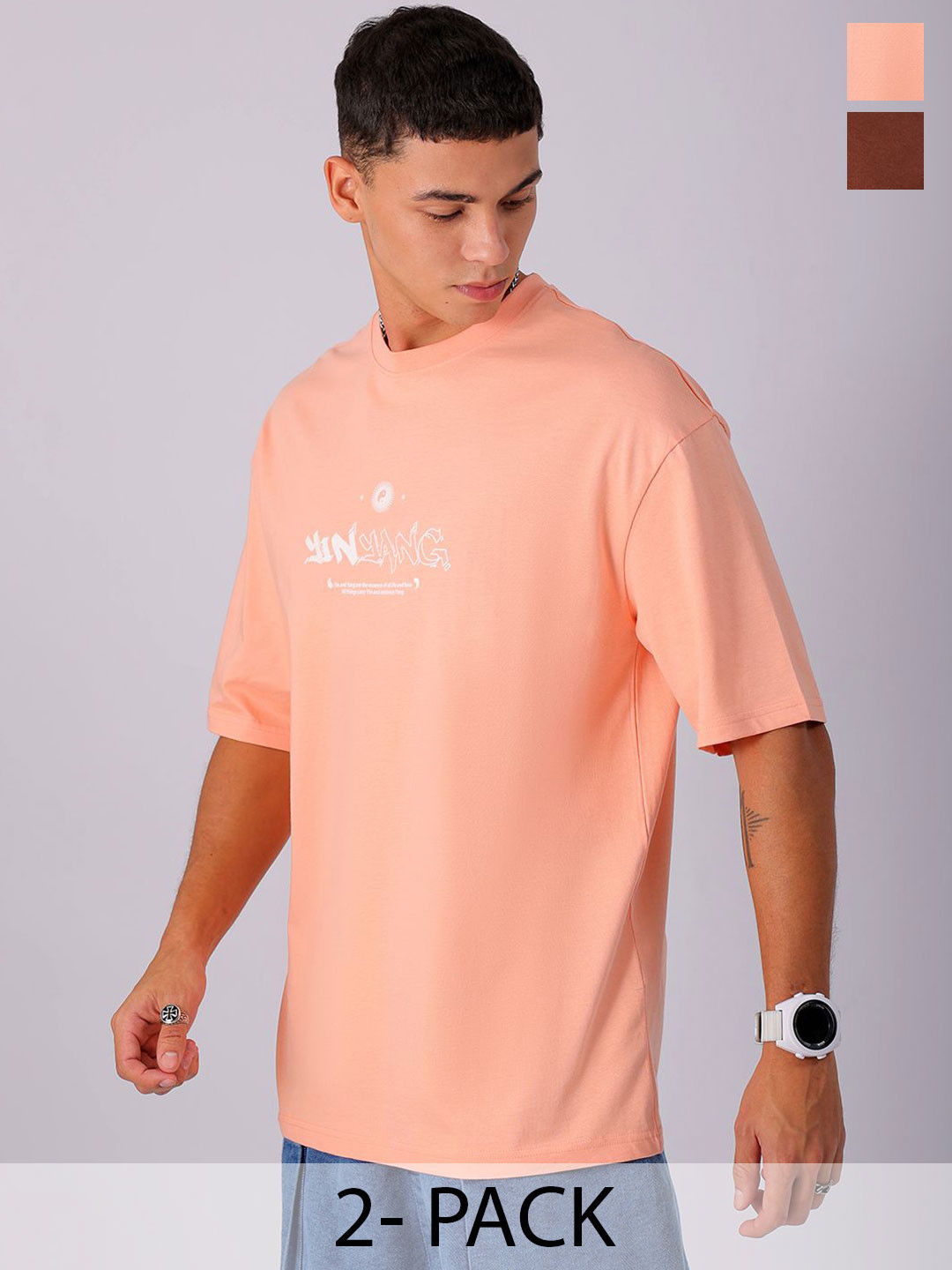 The Indian Garage Co Pack of 2 Graphic Printed T-shirts