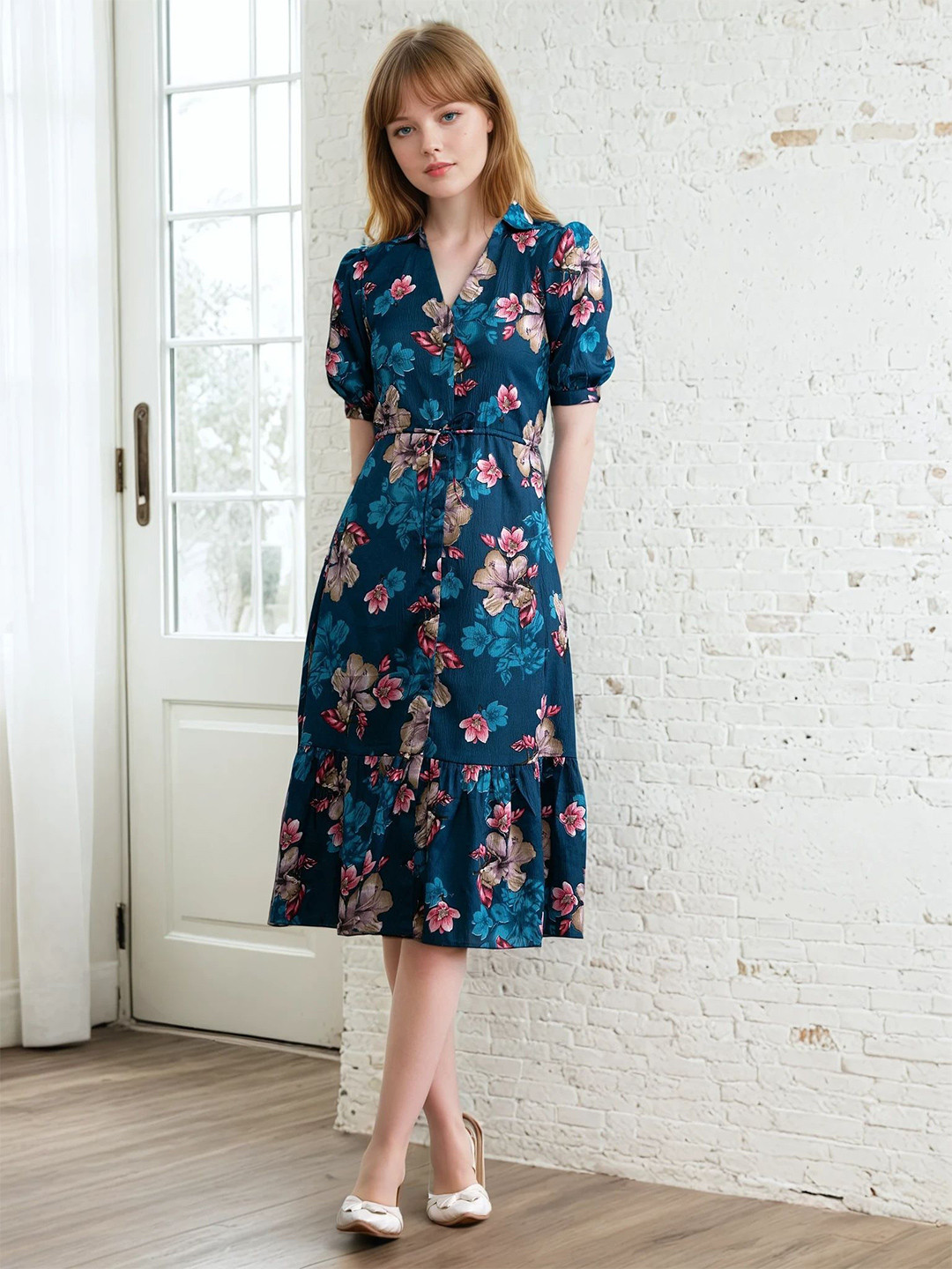Moda Rapido Floral Printed Shirt Dress