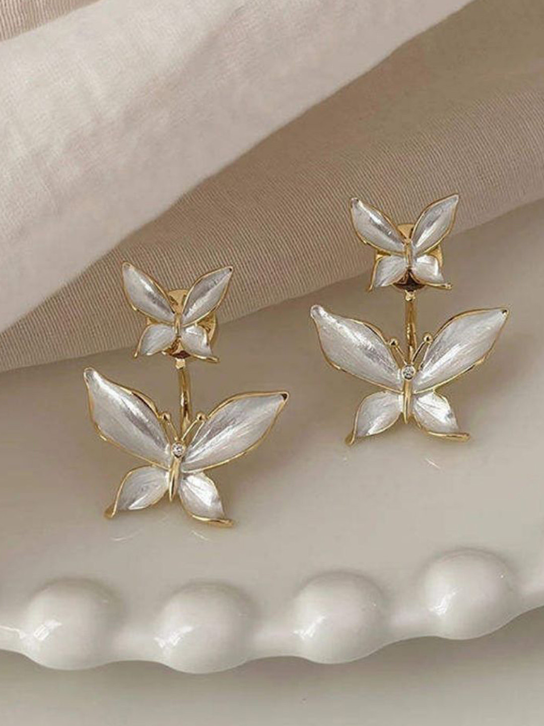 Mystic Collections Gold-Plated Butterfly Enamelled Studs