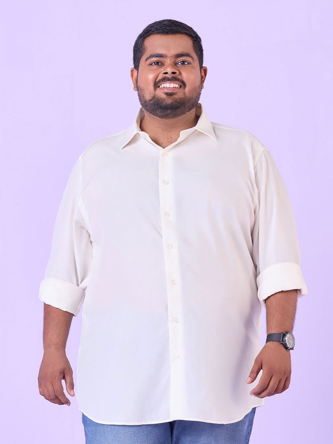 Big Hello - The Plus Life Spread Collar Satin Casual Shirt