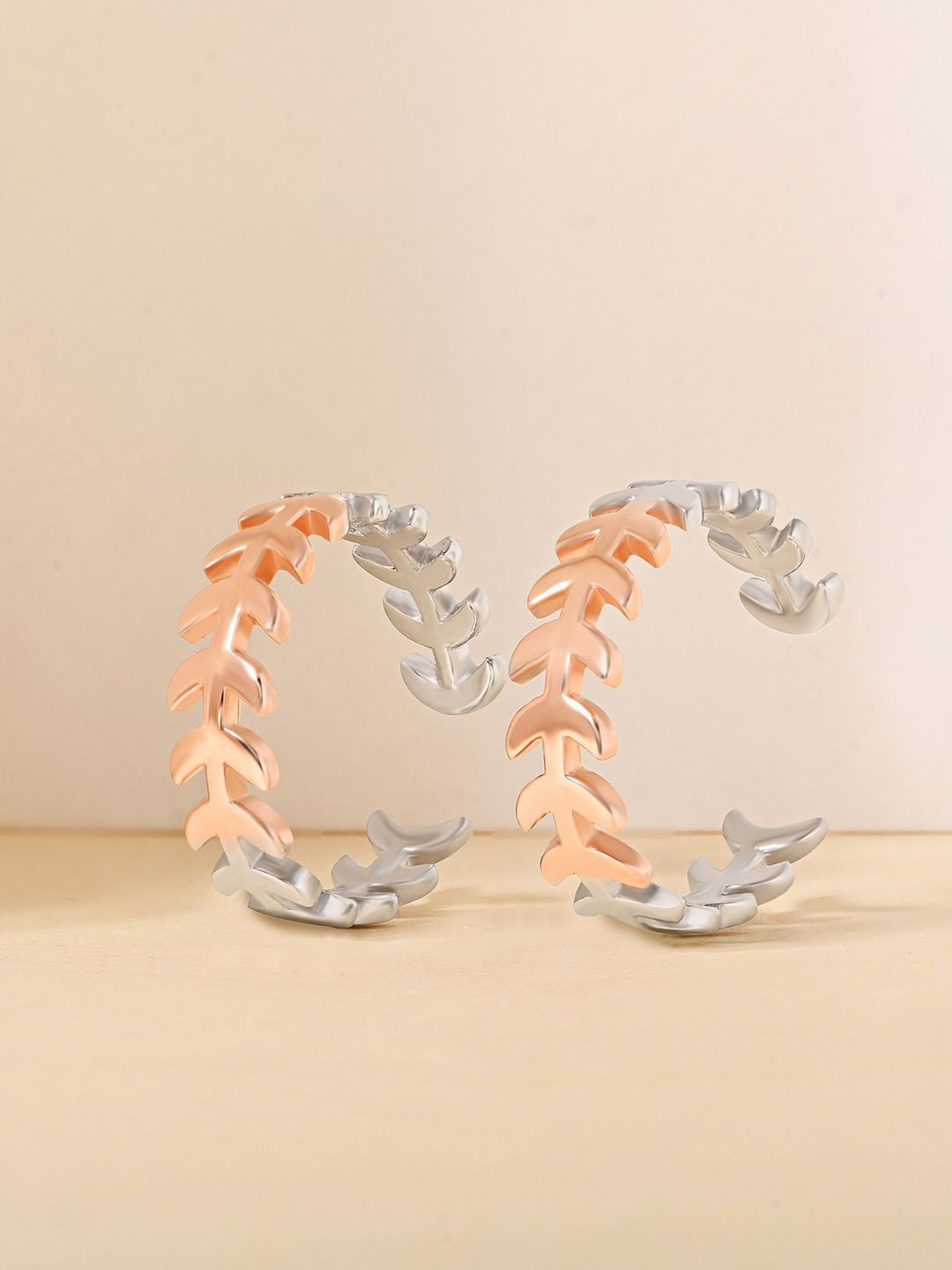 TOUCH925 925 Silver Leaf Shaped Toe Rings