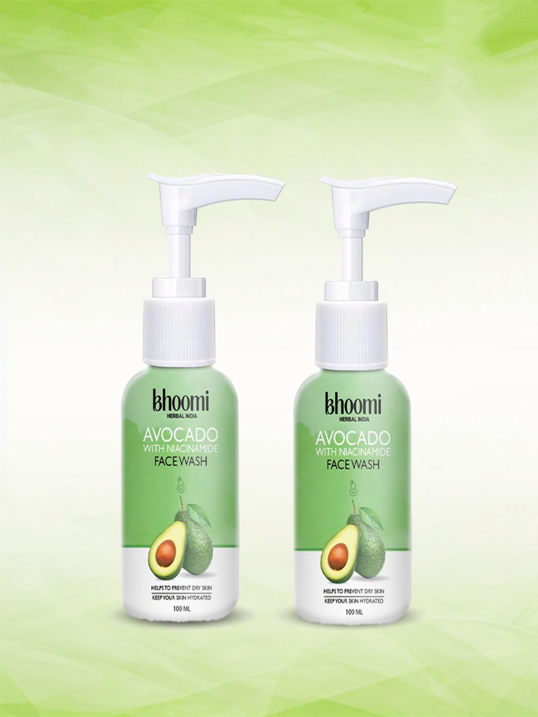 BHOOMI HERBAL INDIA Set Of 2 Avocado Face Wash With Niacinamide - 100 ml Each