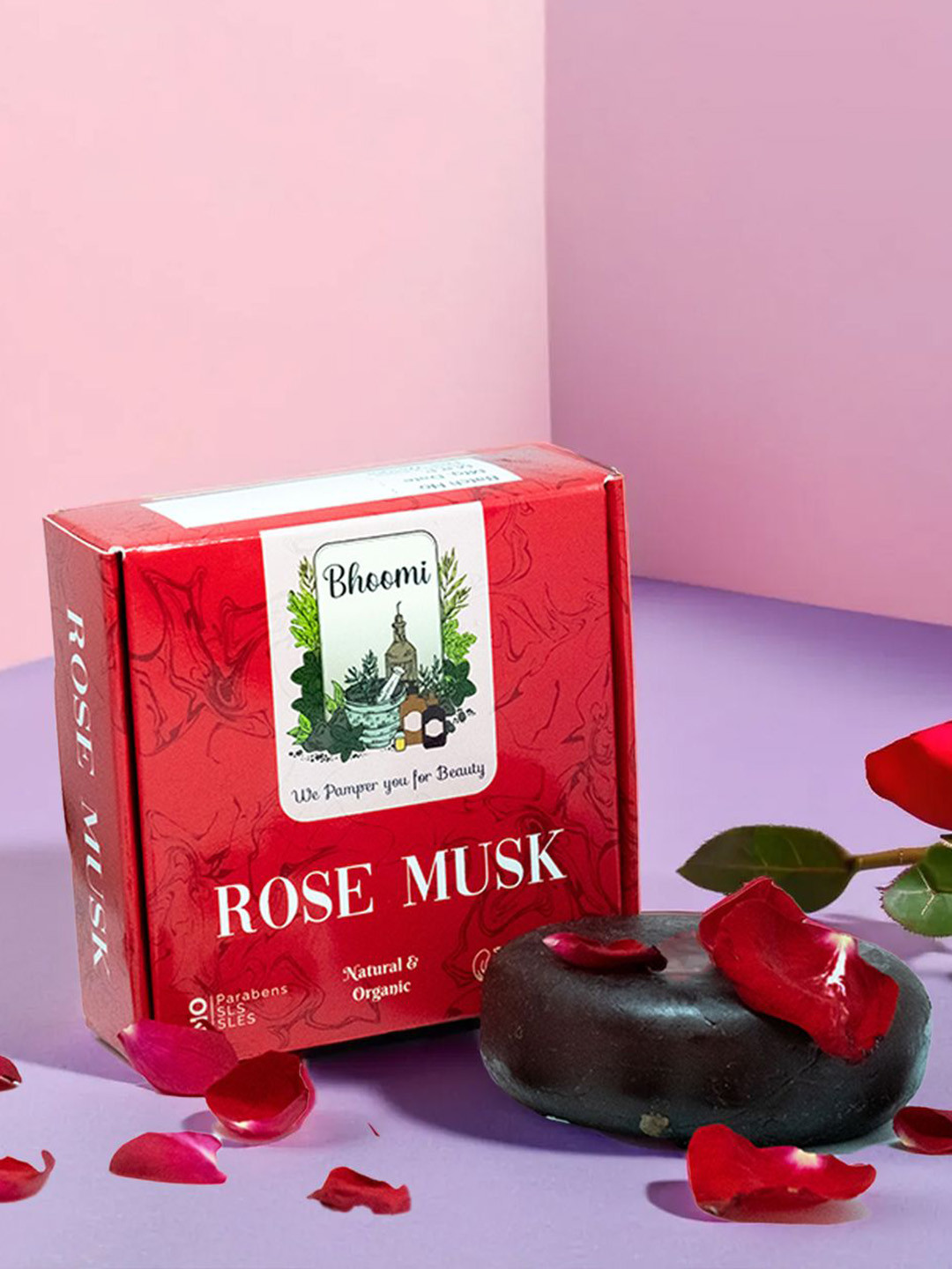 BHOOMI HERBAL INDIA Set Of 3 Rose Musk Soap - 90 g Each