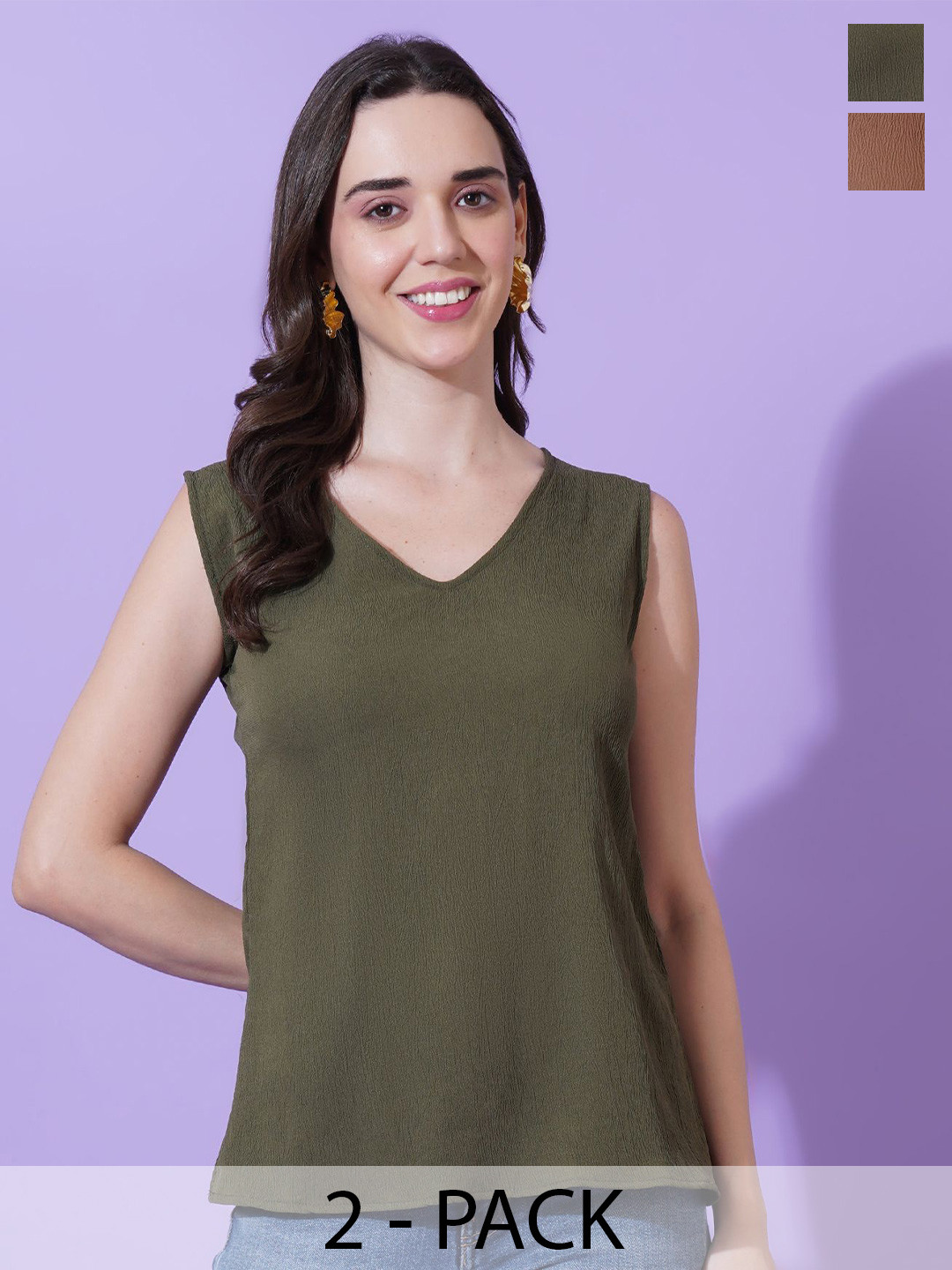 Kasendra Women Pack Of 2 V-Neck Vest Top