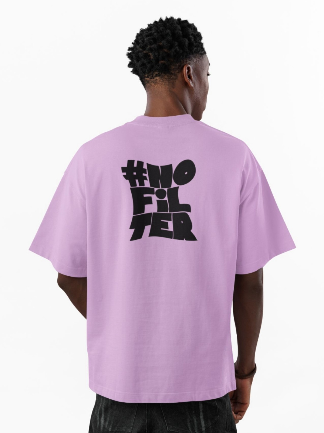 MOZIGO Typography Printed Drop-Shoulder Sleeves Cotton Oversized T-shirt