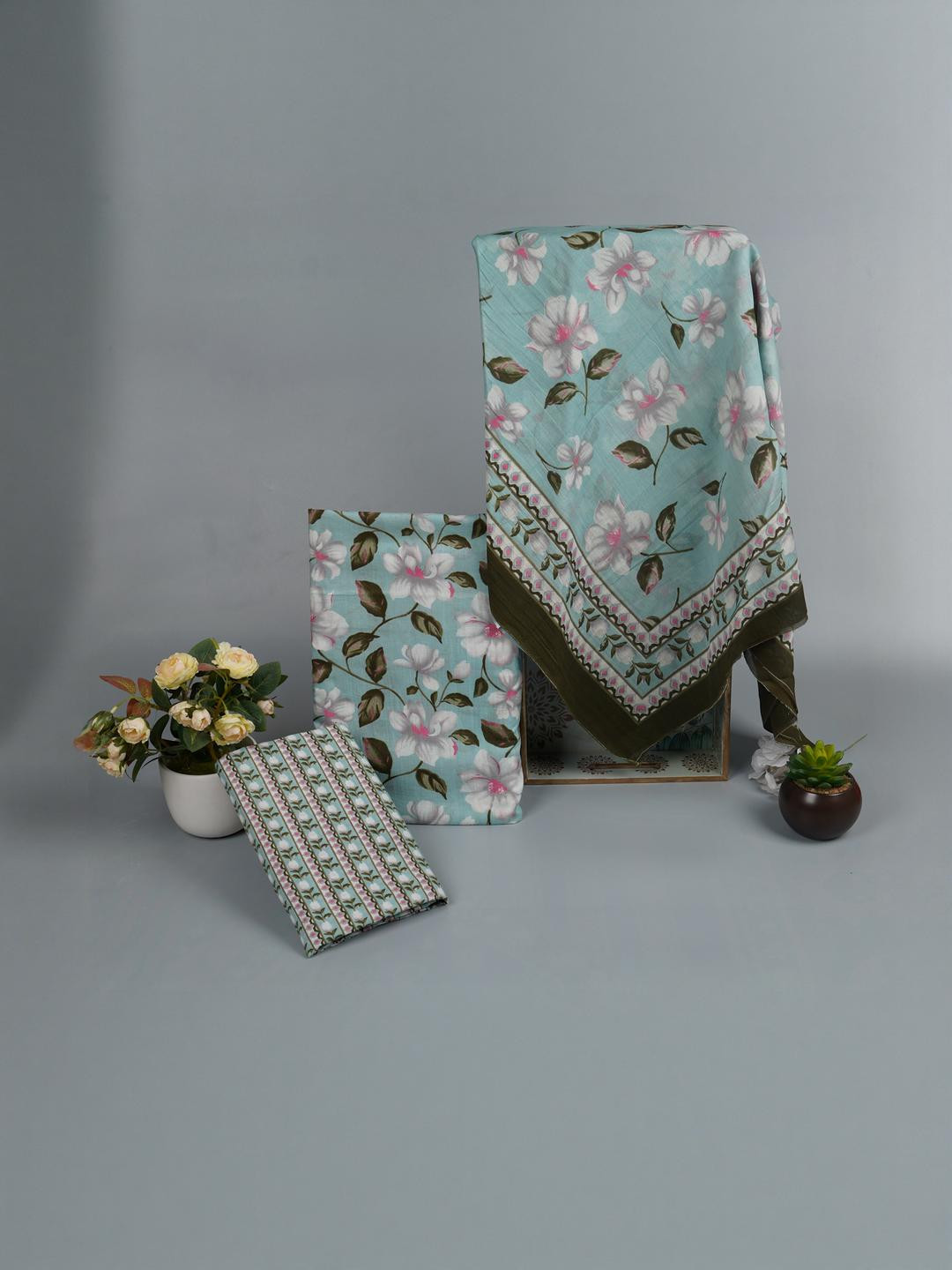 Kwatchi  Woman Pure Cotton Unstitched Salwar Suits Dress Materials