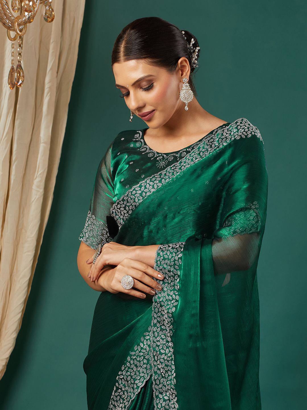 yourwish Beads and Stones Embellished Jimmy Choo Saree