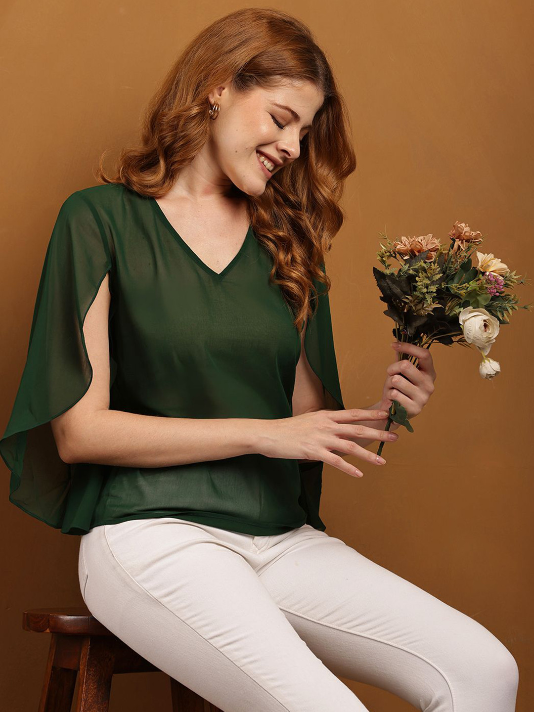 Tushita Women Flared Sleeve Georgette Top
