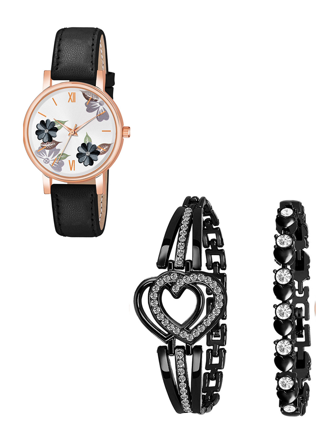 THE SHOPOHOLIC Women Watch Gift Set K-BLACK-2BR