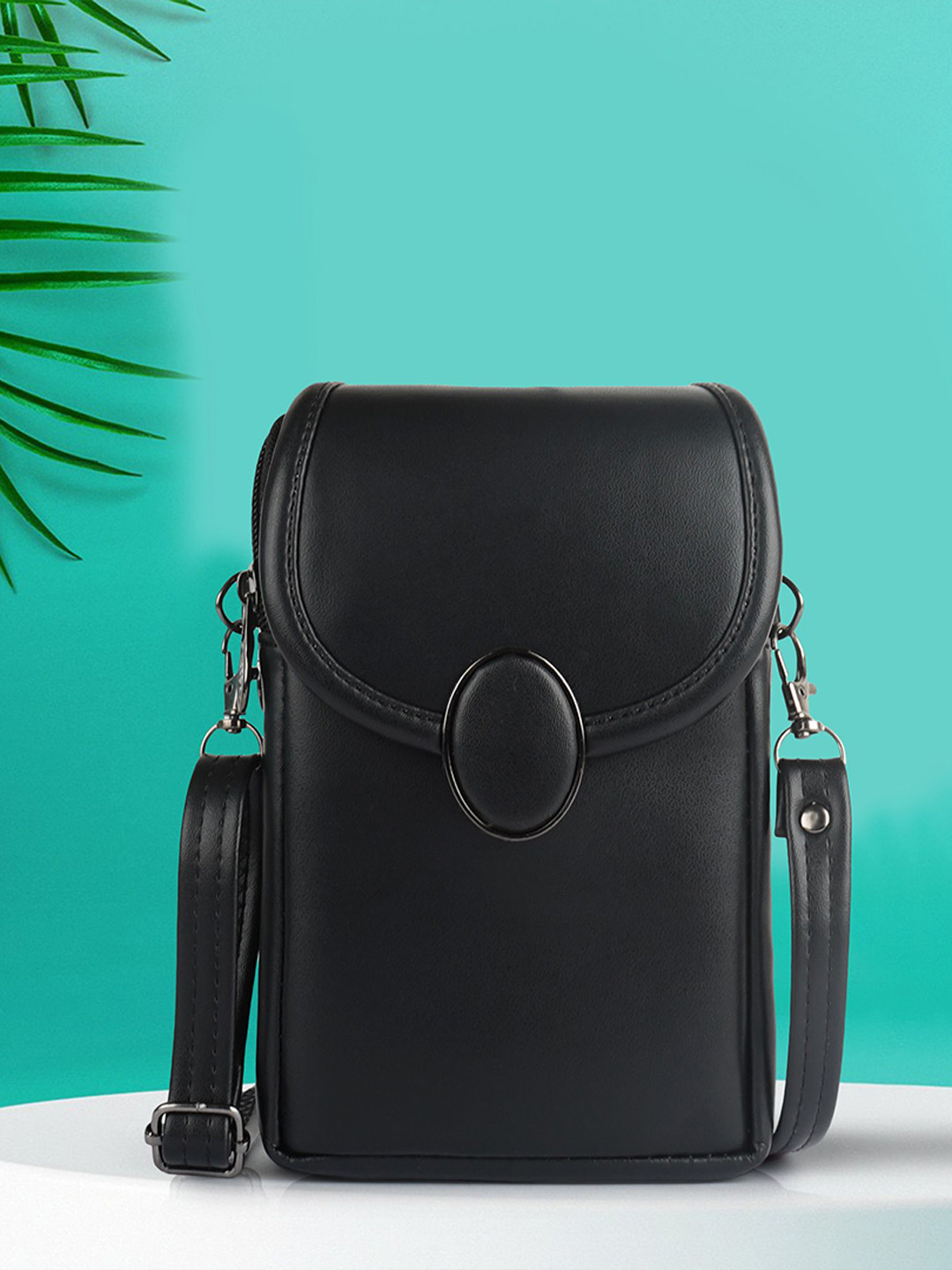 NORVE Solid Synthetic Leather Structured Sling Bag