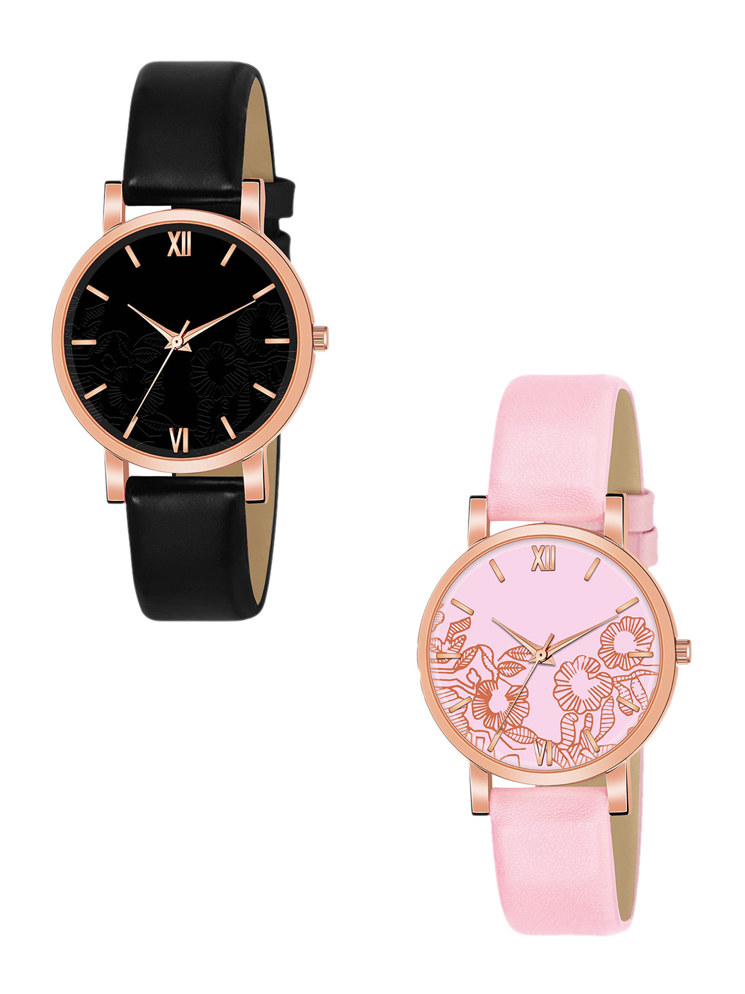 THE SHOPOHOLIC Women Dial & Leather Straps Analogue 2 Watch Rizz-B-Bp