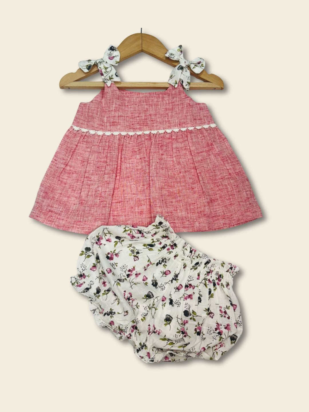 EARTHY TWEENS Girls Pink Petal Bow Floral Print Fit & Flare Dress