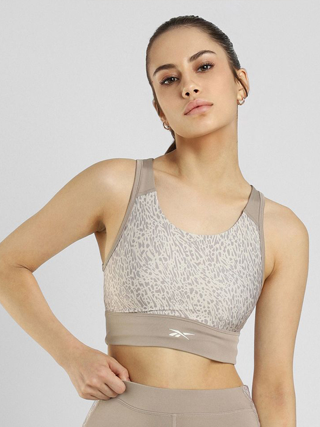 Reebok Printed Medium Support Non-Wired & Non Padded Sports Bra