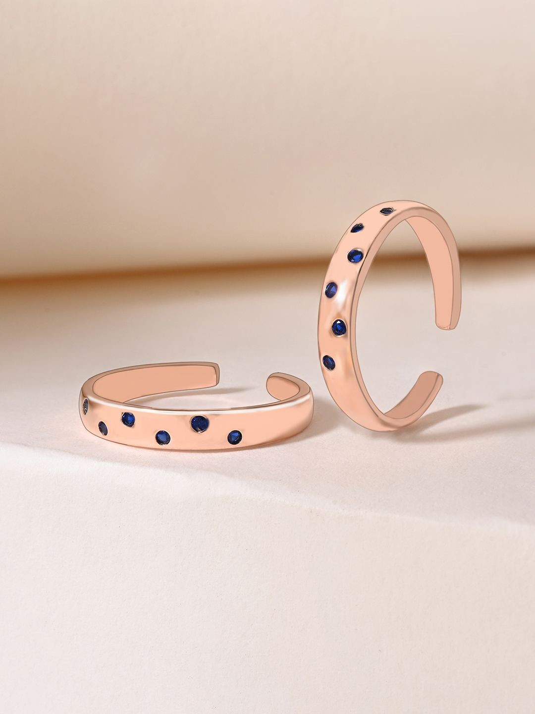 TOUCH925 925 Silver Blue Stone Toe Rings