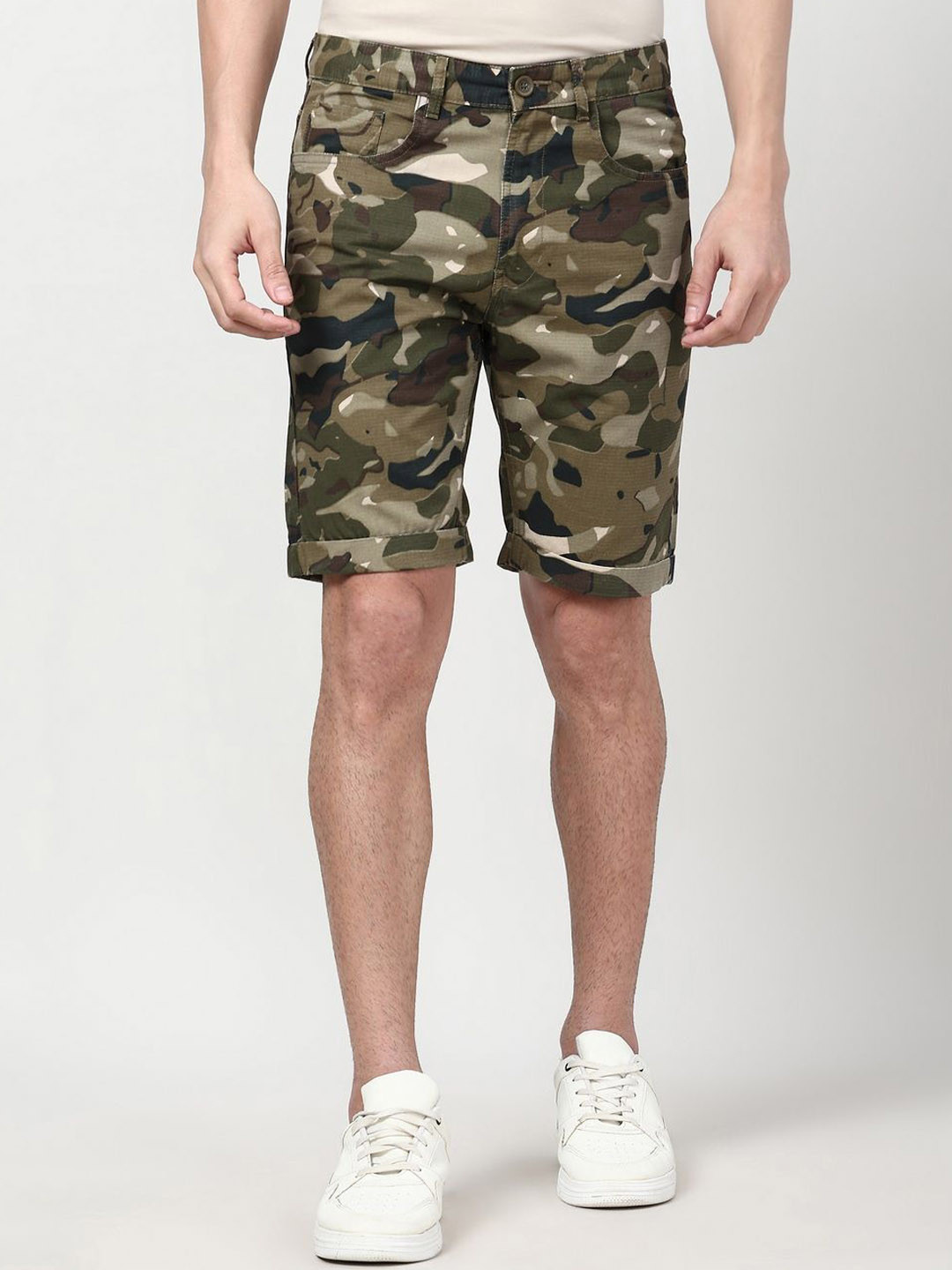 Peter England Casuals Men Camouflage Printed Slim Fit Shorts