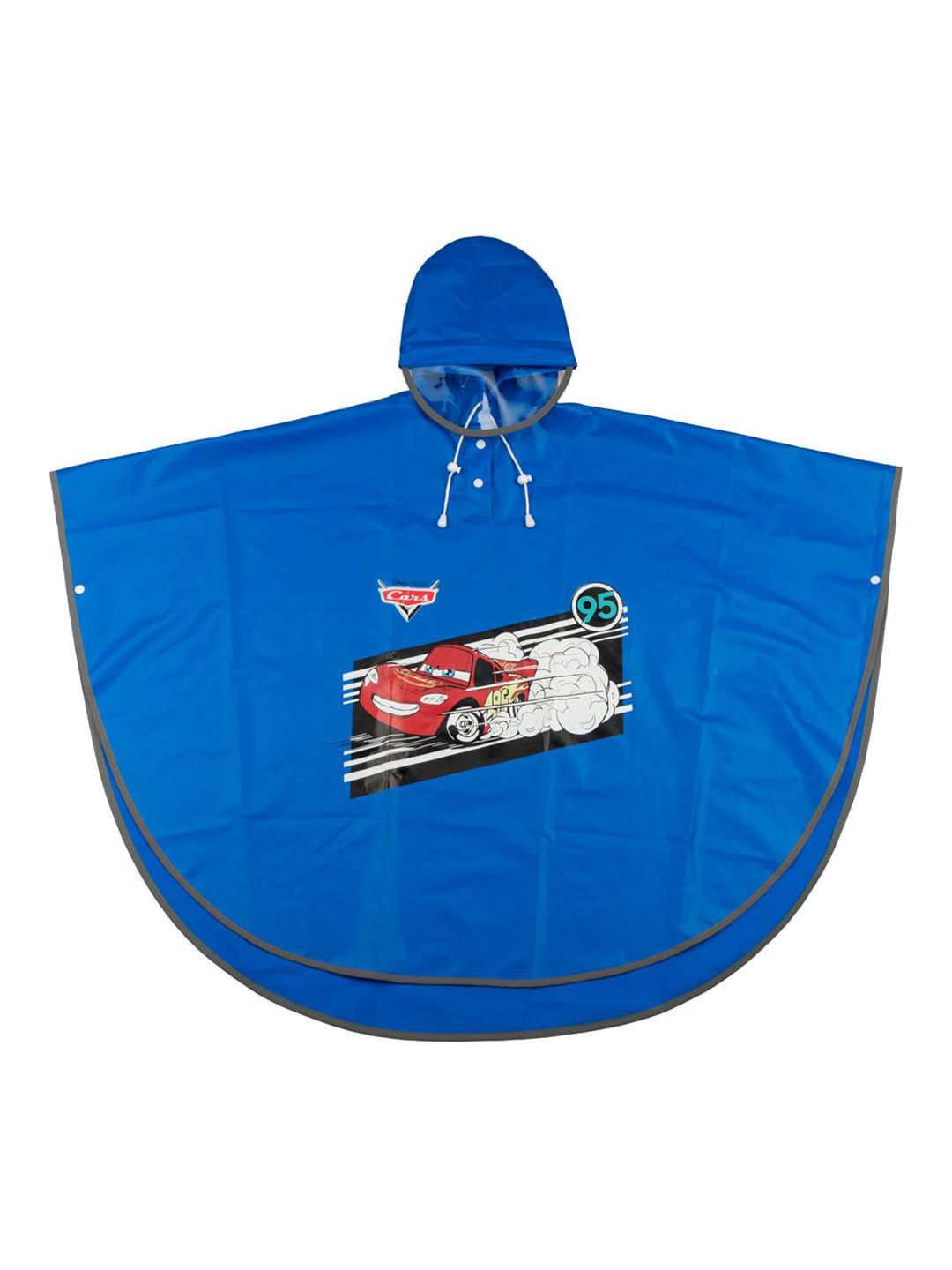 Yellow Bee Boys Pixar Cars Printed Hooded Rain Poncho With Reflective Safety Strip
