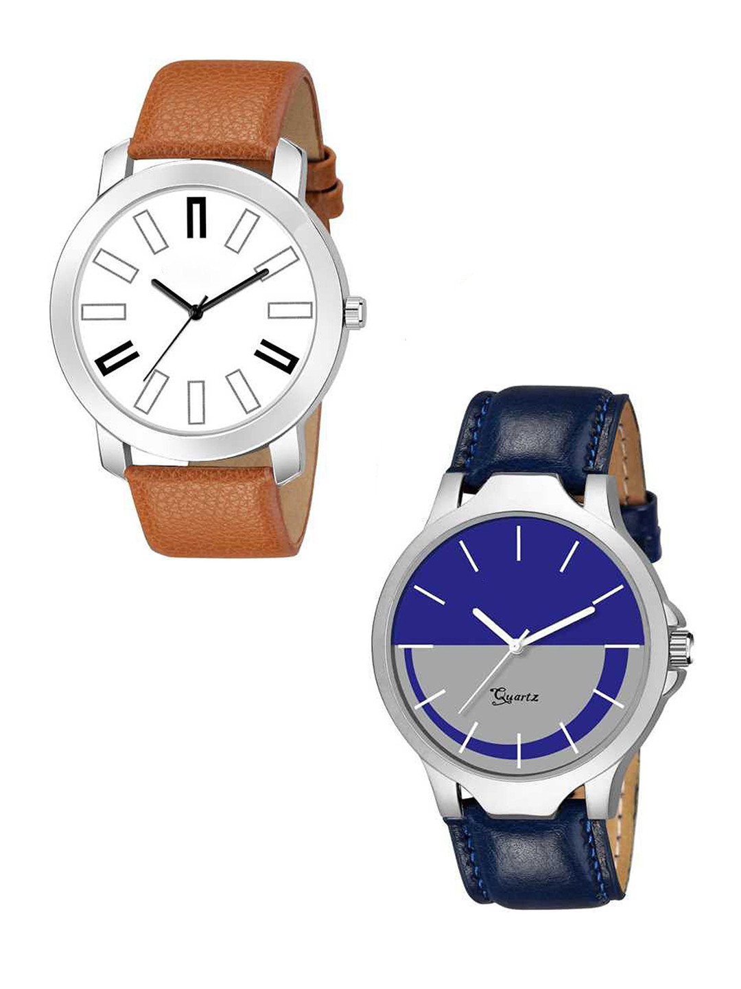 THE SHOPOHOLIC Unisex Pack Of 2 Printed Dial & Leather Straps Analogue Watch  Eg-M-53-1