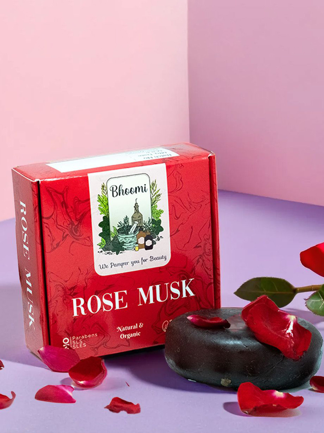 BHOOMI HERBAL INDIA Set Of 9 Rose Musk Soap For Skin Nourishment - 90 g Each