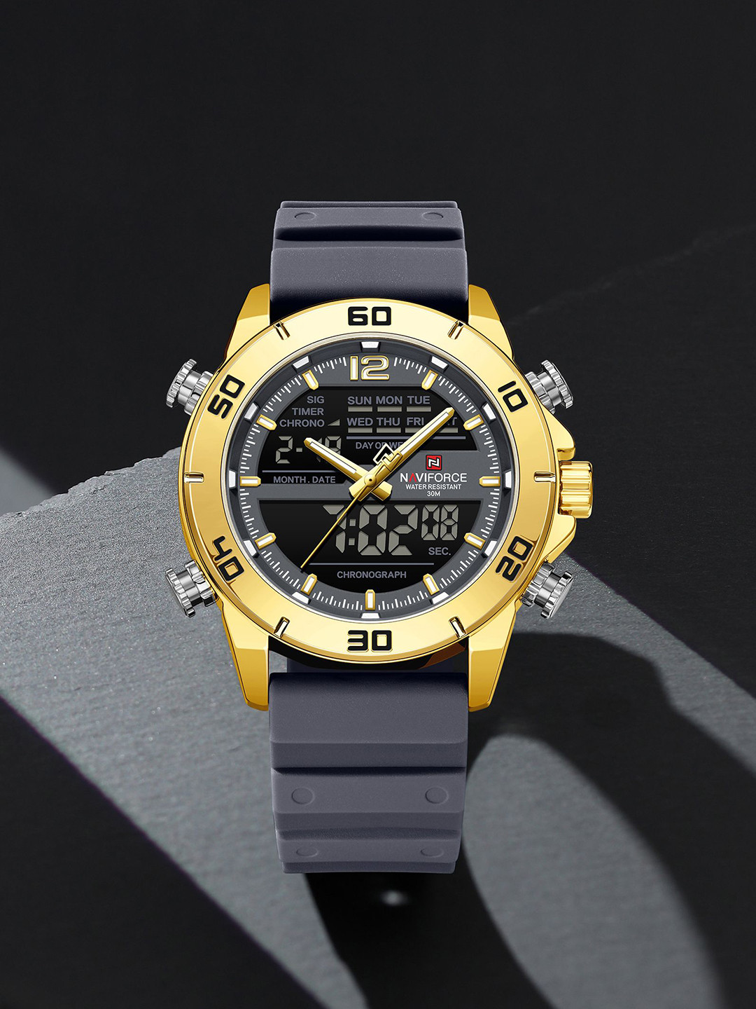 Naviforce Men Embellished Dial & Straps Analogue and Digital Watch NF9253T_G GY GY