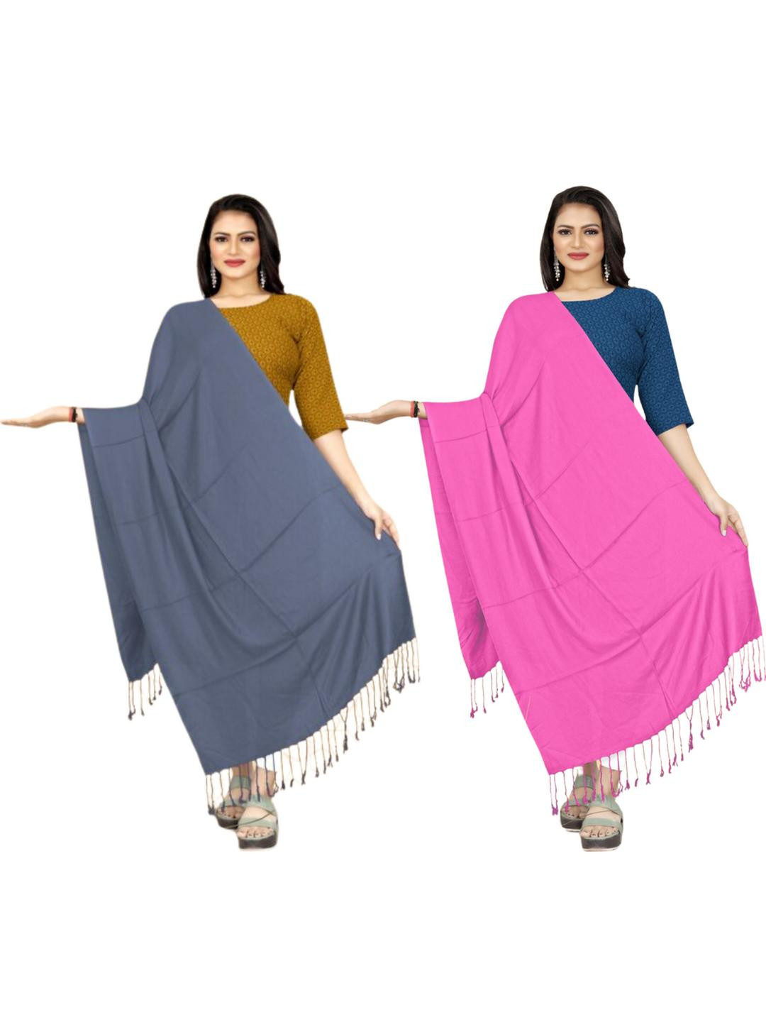EBADAT Viscose Rayon Dupatta With Fringed Border