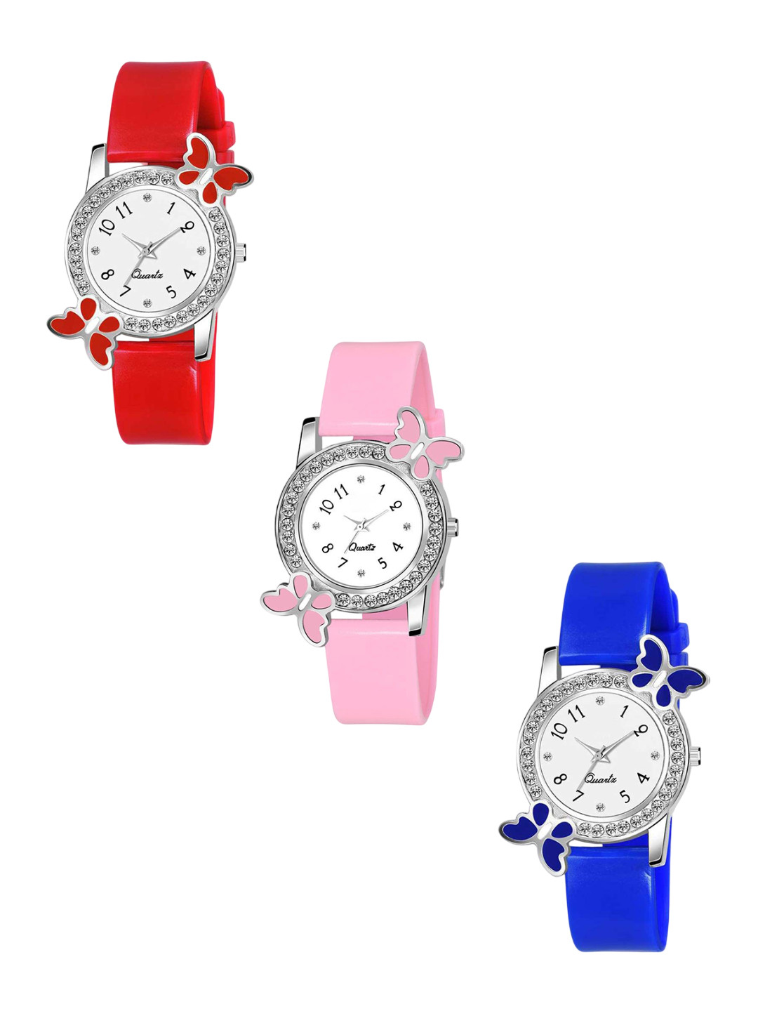 THE SHOPOHOLIC Women Embellished Pack of 3 Printed Dial & Straps Analogue Watch BF-BLPR