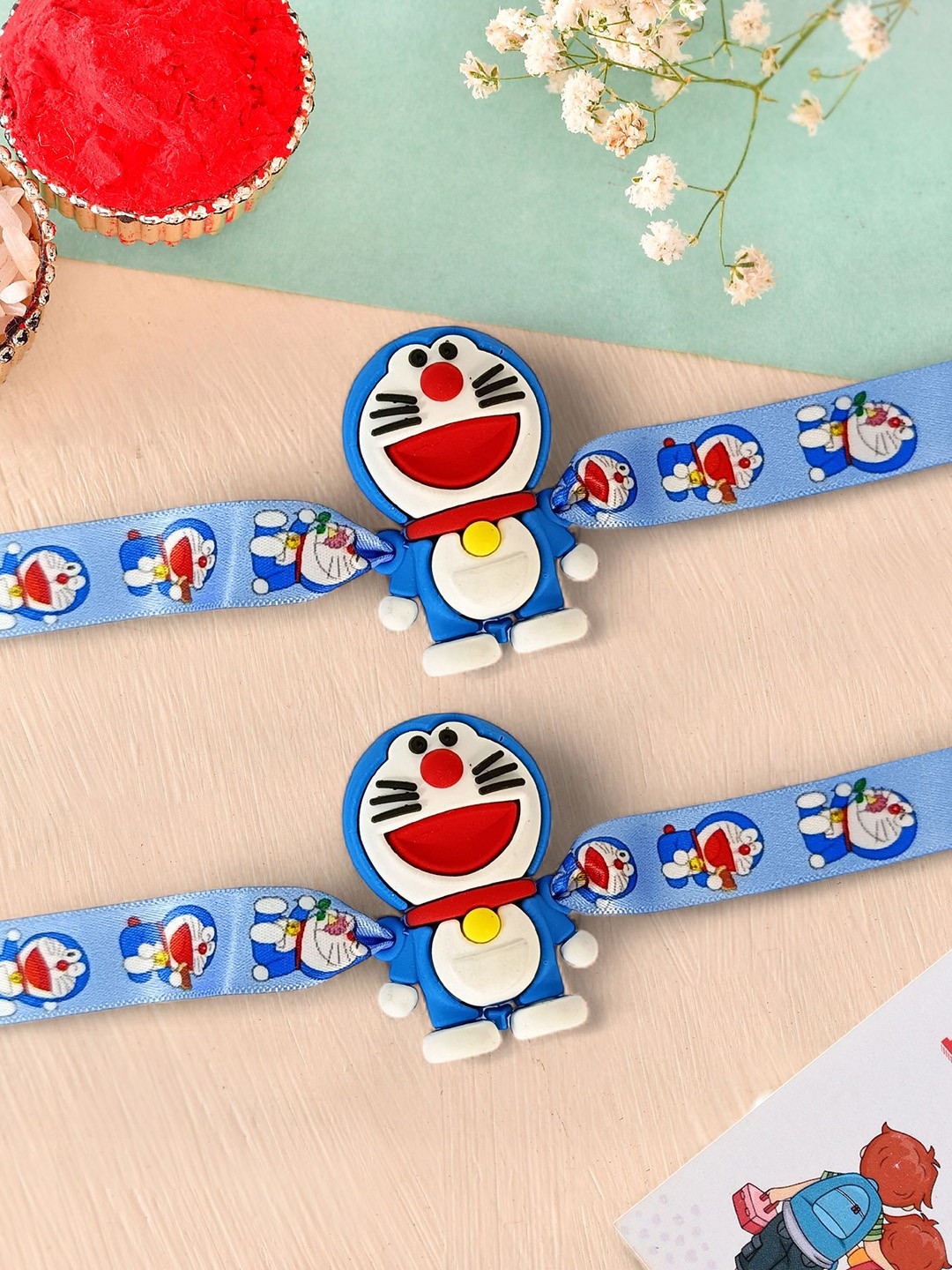 Ascension Kids Set Of 2 Rakhi With Greeting Card With Roli Chawal