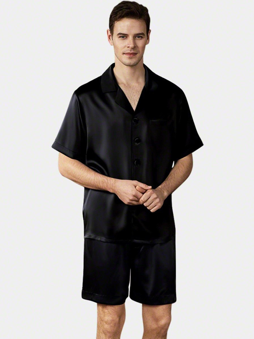 Bella Babe by SK Men Satin Shirt & Shorts Set
