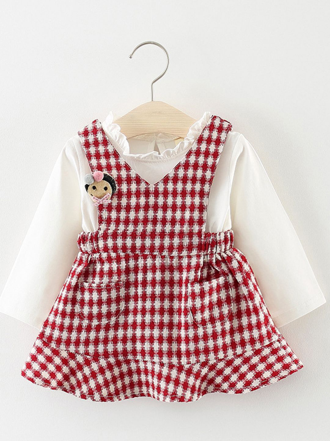 YK Girls Checked Fit & Flare Dress