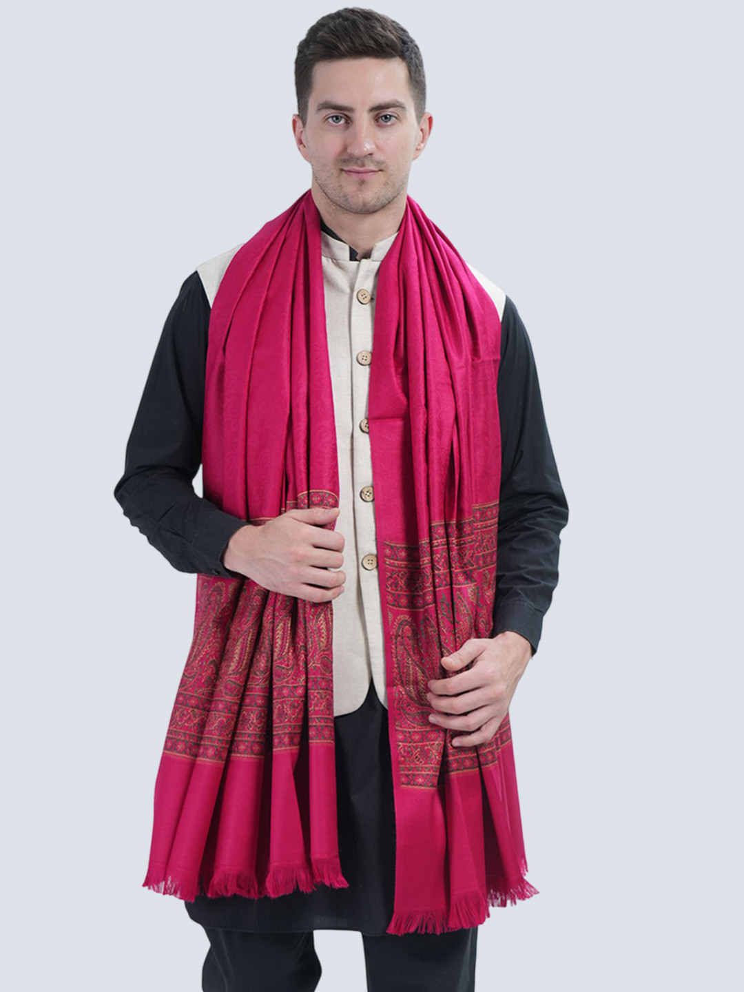 Manra Men Kashmiri Acro Wool Ethnic Motifs Woven Design Shawl