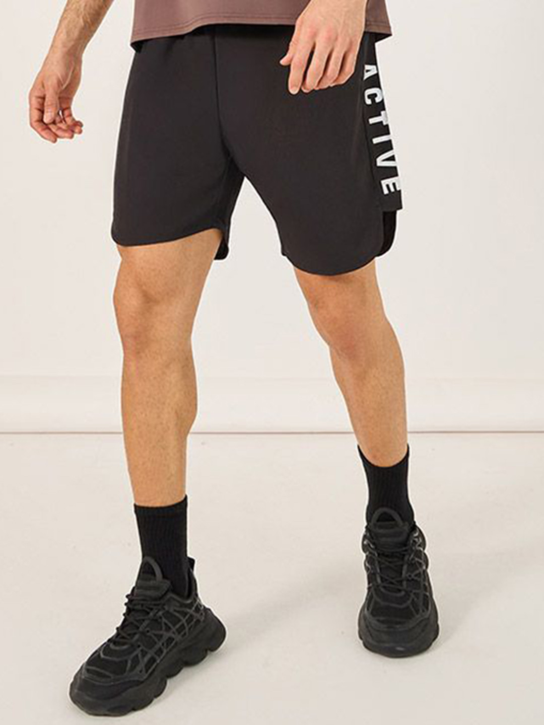 Styli Men Typography Printed Training or Gym Active Shorts