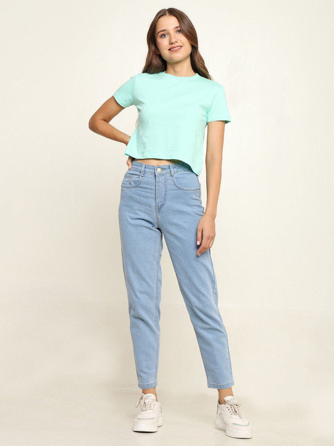 zayla Women Cotton Relaxed Fit High-Rise Clean Look Jeans